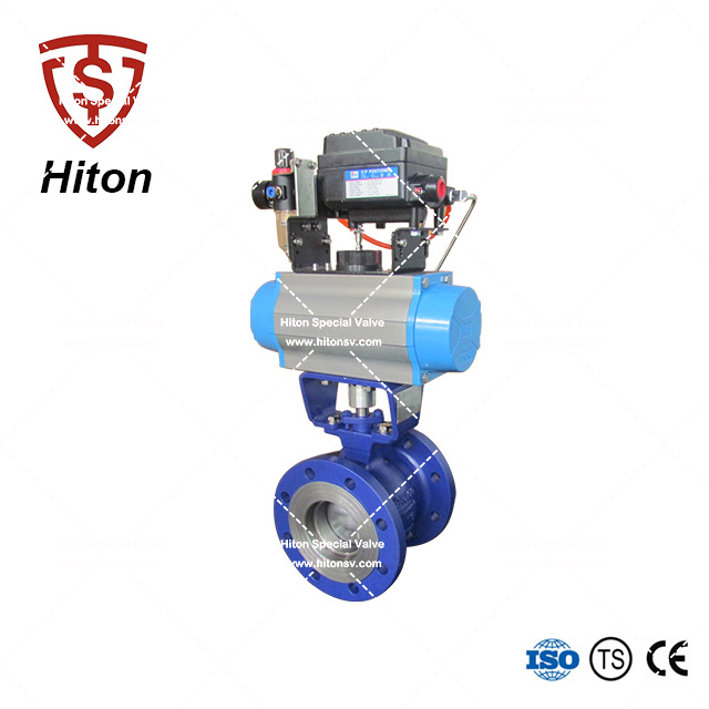 氣動法蘭V形球閥